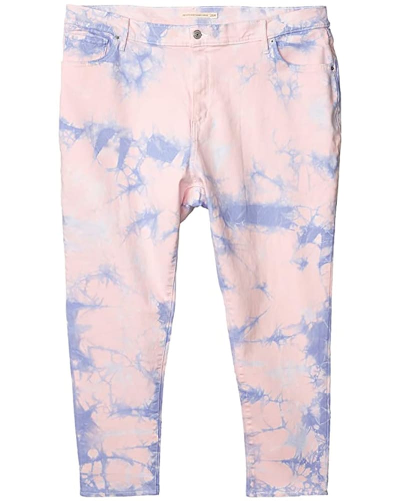 Front of a size 18W Levi's Women's 721 Printed High Rise Skinny Ankle Jeans Pink 18W in Pink by Levi's. | dia_product_style_image_id:305854